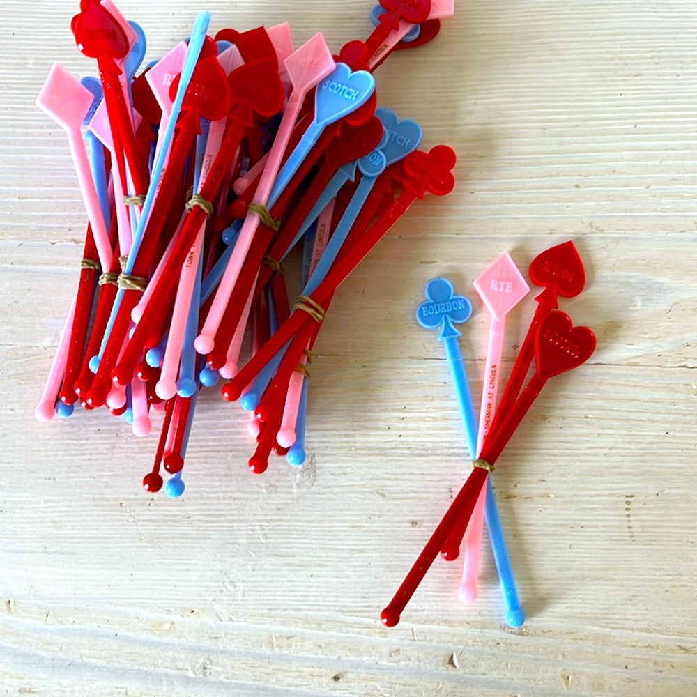 Vintage 70s drink stirrers Bourbon Rye Scotch Rum set of 72